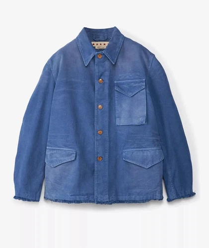MARNI Barn Jacket Mens Size 48 Blue Overdyed Cotton Canvas Adjustable $1550 - product listing photo