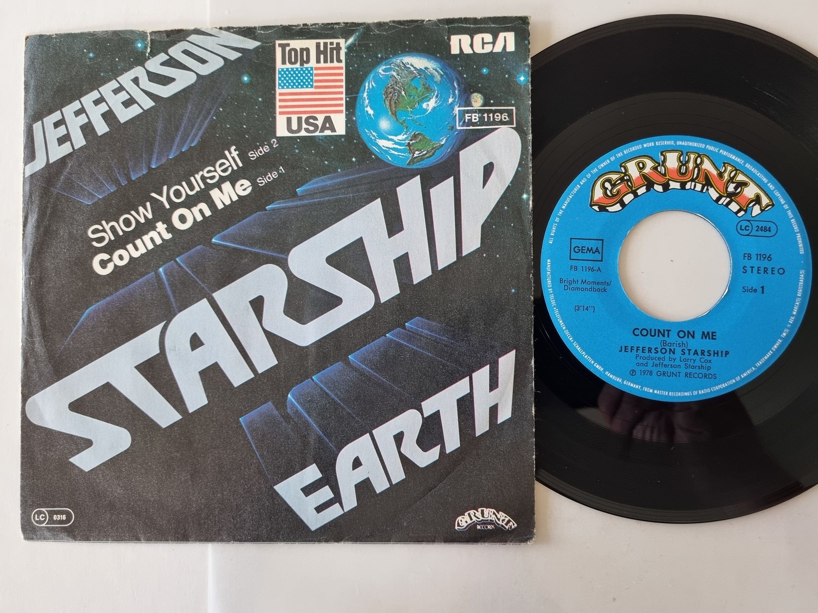Jefferson Starship - Count On Me 7'' Vinyl Germany
