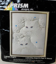 Prism Designs Candlewicking Embroidery Kit Garden Party Cats Flowers Started