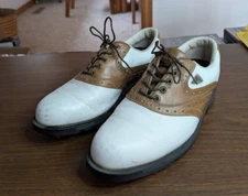Footjoy Fit Dogs Brown White Leather Saddle Oxford Golf Shoes Mens 8.5 M