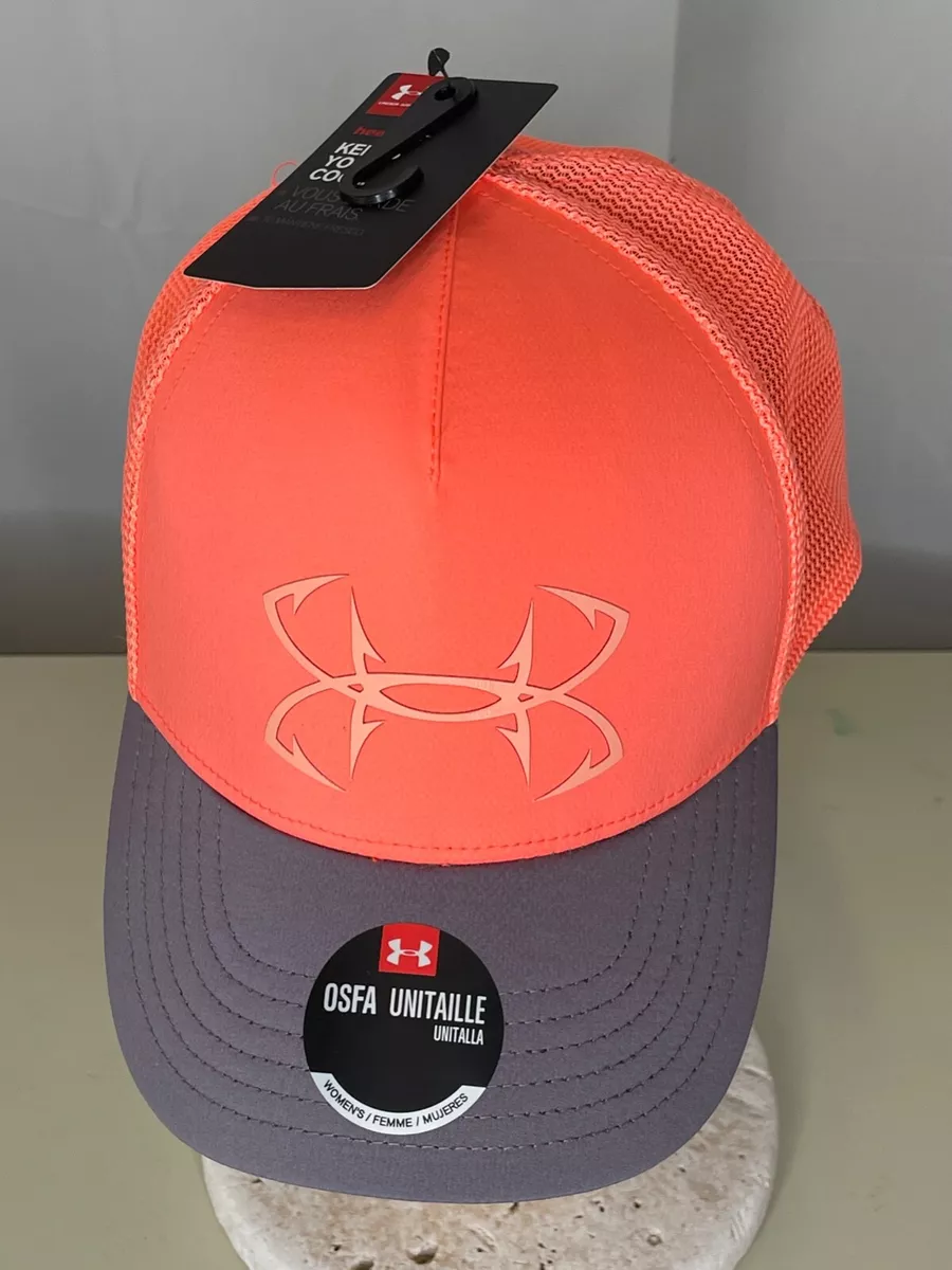 Under Armour Womens Fish Hook Mesh Cap Adjustable Snap-Back Trucker Hat  Coral