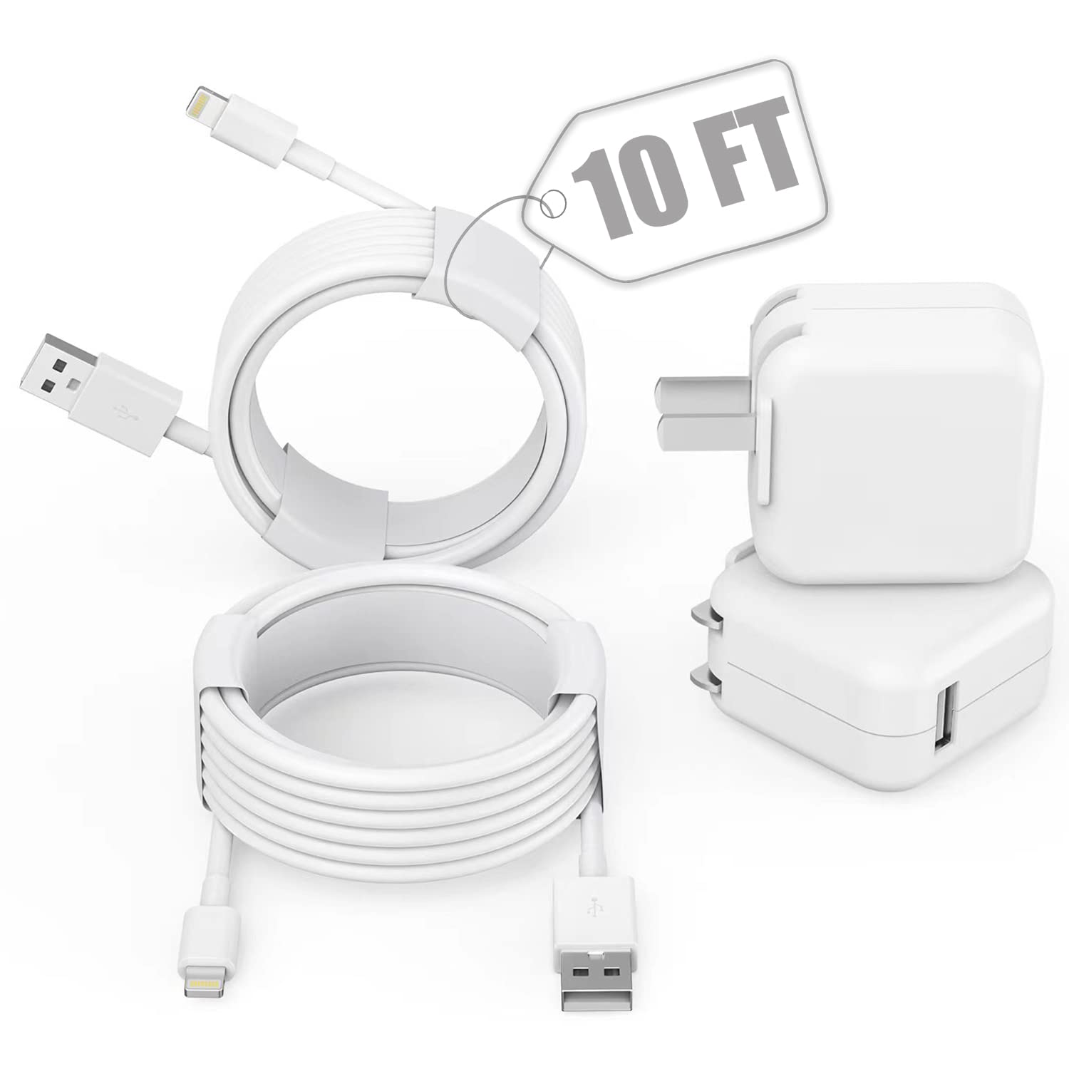 Ipad Charger, [MFI Certified] 2Pack Long 10FT Lightning Cord Charger Fast Ipa...