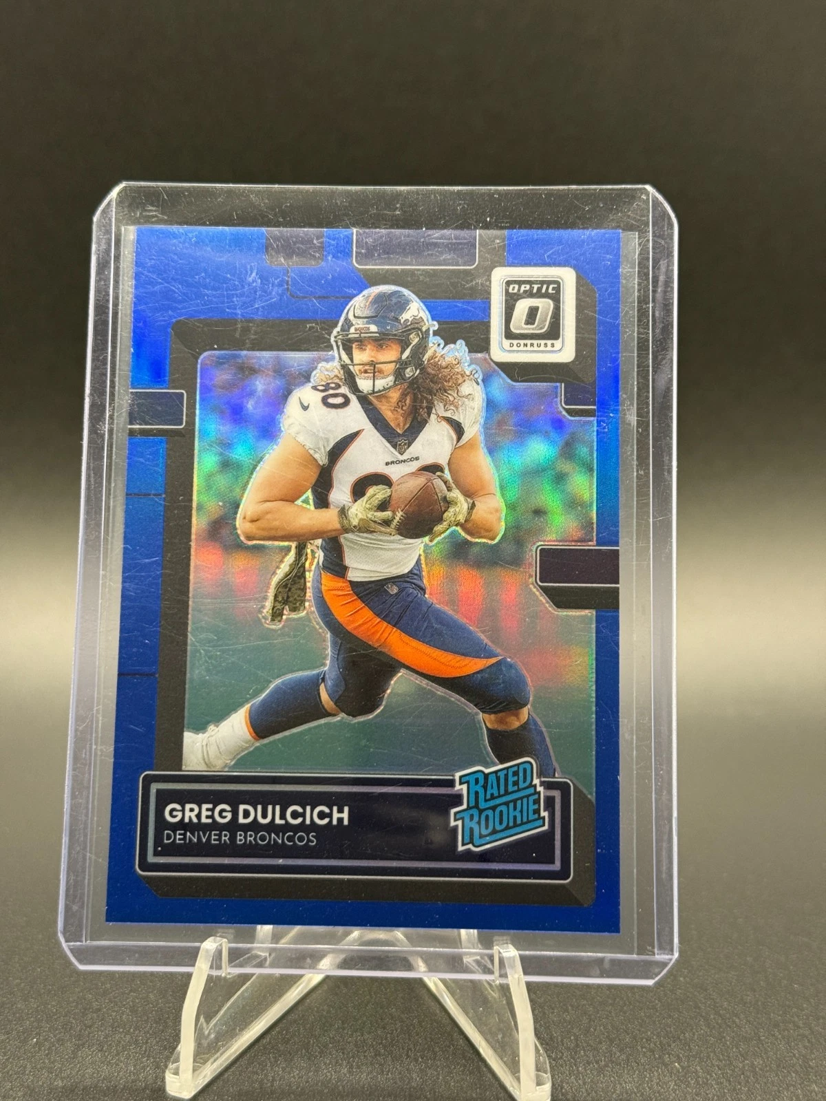 2022 Donruss Optic Greg Dulcich #288 Broncos RC Blue Prizm /179