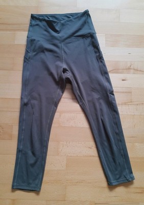Sport Leggings Gr. XS ca. 164 Capri 3/4-lang Dunkelgrün schnelltrocknend Taschen