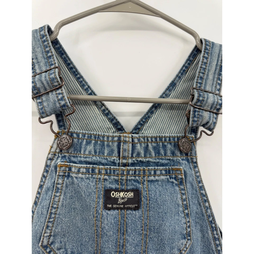 Vintage OshKosh Bgosh Denim Overalls Kids 5T Blue Vestbak Jean Romper Shorts - Image 3 of 4