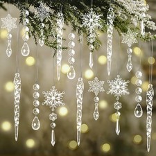 30pcs Christmas Ornaments Set for Tree- Hanging Acrylic Crystal Clear