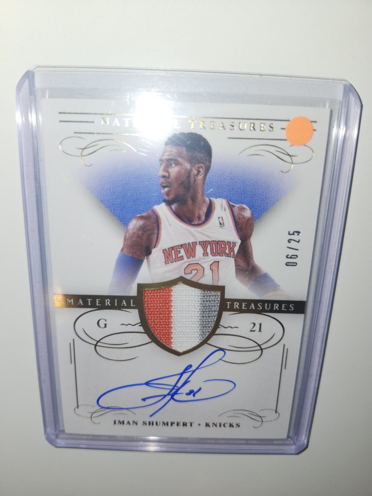 2013-14 Panini National Treasures - Iman Shumpert Auto (AU) 3 Color Mem /25  view 2