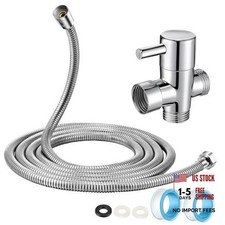 3 Way Shower Head Splitter Kit, Brass G1/2 Diverter Valve with 118 Inch 118 in