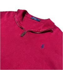 Polo Ralph Lauren Red 100 Cotton Quarter Zip Pullover Sweater Mens Size XL