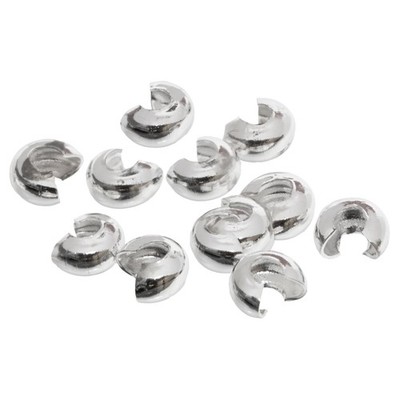 The Beadsmith Crimp Covers   Silver Plated, Smooth Round Shape, 3mm,