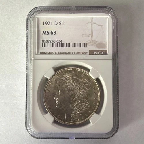 1921 D Morgan Dollar NGC MS 63 Silver $1 Coin Denver KM#110