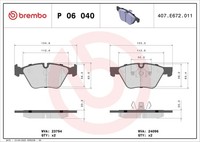 Bremsbelagsatz, Scheibenbremse P 06 040 Brembo FüR BMW