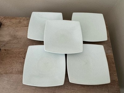 Crate & Barrel Nikko Celadon Edokomon Dot Pinwheel Square Plates Salad Set Of 5
