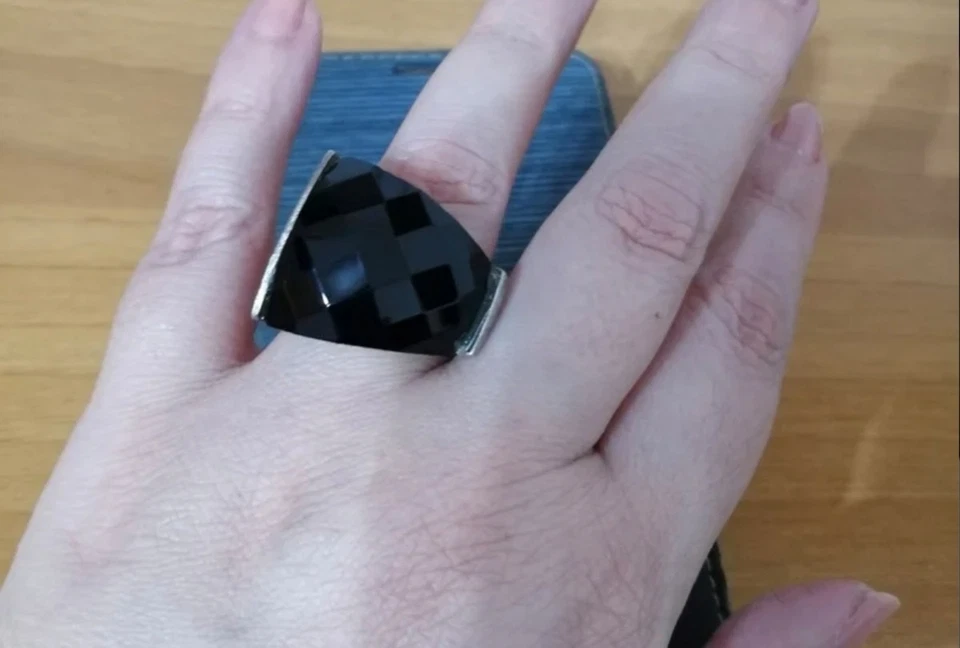 Anello Importante In Argento 925 Con Grande Pietra In Onice - Immagine 2 di 4