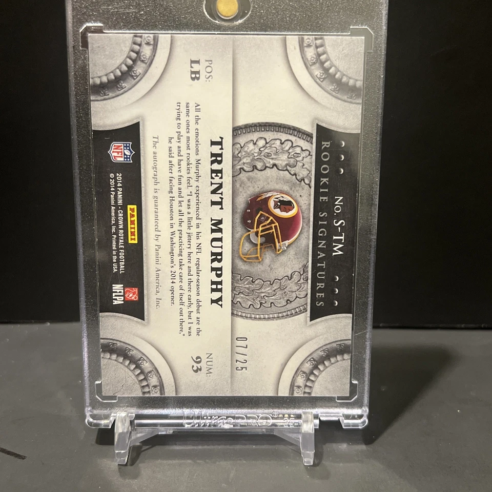 Trent Murphy 2014 Crown Royale Auto Autograph RC Washington Redskins 7/25 - Image 2 of 3