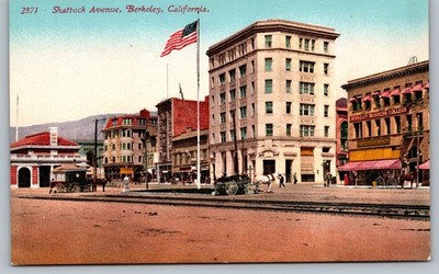 Shattuck Avenue Berkeley CA Postcard c1910 Berkeley Business College