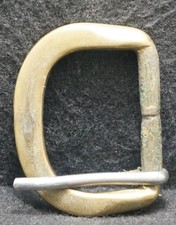 XD21167 VINTAGE 1970s  CLASSIC TONGUE TYPE  UNISEX FASHION BRASS BELT BUCKLE