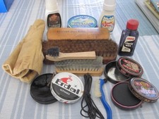 Vintage Shoes Shine Kit/accessories, - Brushes, Polish Tins Kiwi Erdel Cavalier