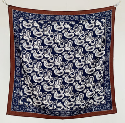 75% Cashmere 25% Silk 25'' Neckerchief Double Face Scarf Cashew pattern Print