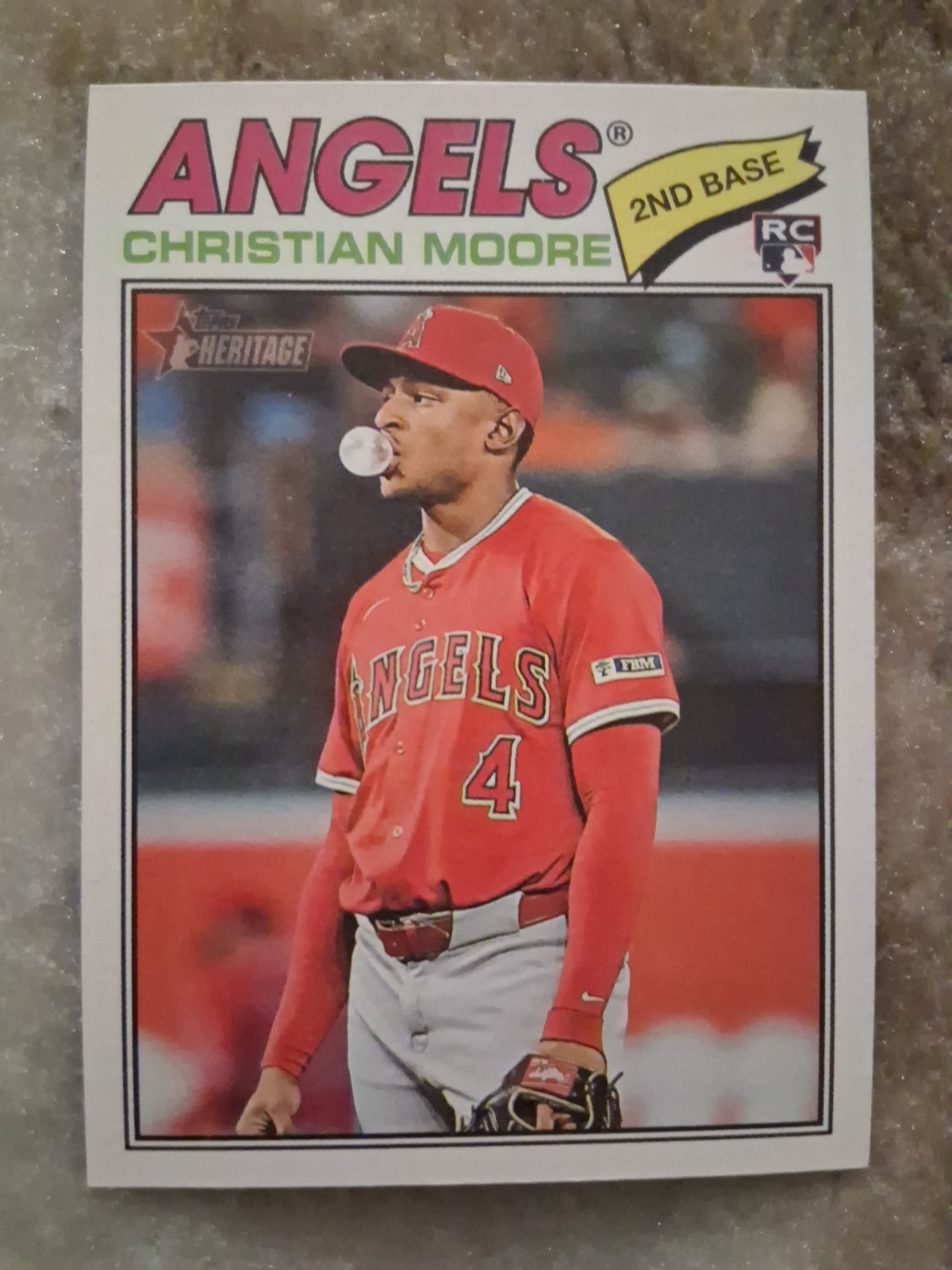 2026 Topps Heritage Christian Moore RC Rookie Card Los Angeles Angels #249