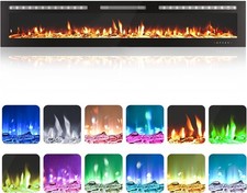 72 Inch Electric Fireplace in-Wall Recessed and Wall Mounted Heater 750W/1500W