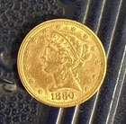 1880 $5 US Gold Half Eagle Liberty Head Coin Reeded Edge Pre-1933