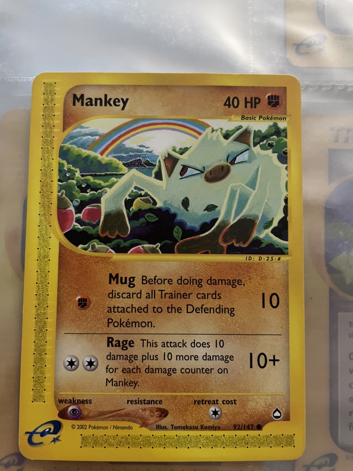 Pokémon TCG Mankey Aquapolis 92/147 Regular Common Card, Near Mint Condition
