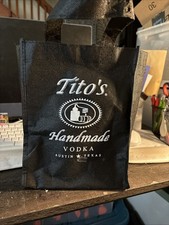 Tito’s Handmade Vodka Black Reusable Tote Bag & Bag Tag 10.5” X 8.5” X 4.25”