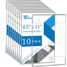 10 Pack 8.5x11 Wall Mount Acrylic Sign Holder, Wall Signs Photo Menu Flyer Di...