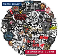 100 Pcs Heavy Metal Band Stickers, Waterproof Rock Decals, Guitar Emblems