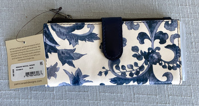 NWT Patricia Nash ~NAZARI Leather RFID Bifold Wallet~ Renaiss Revival Blue