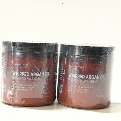 MAJESTIC PURE Whipped Argan Oil Face Cream Women Men Vitamin E Two Pack Exp03/27