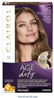Clairol Age Defy Permanent Hair Dye, 6G Light Golden Brown Hair Color NIB