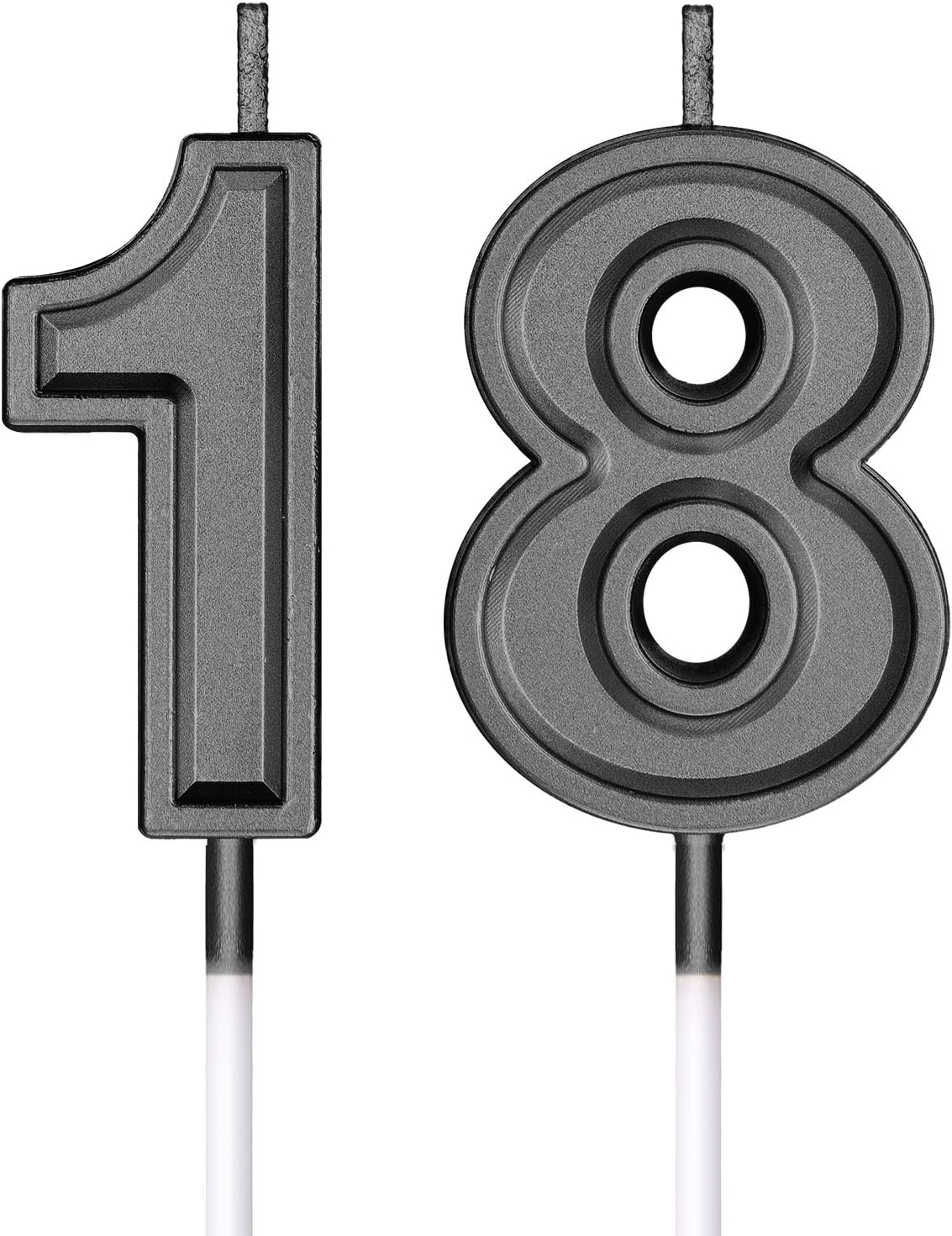 BBTO Black 18th Birthday Number Candles for Cake Topper Decorations