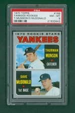 1970 Topps Baseball Card - #189 Yankees Rookies Thurman Munson, PSA 8 NM/MT