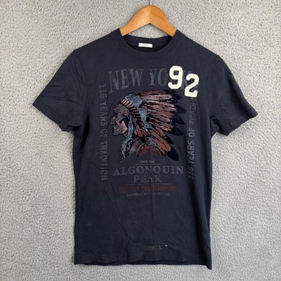 Vintage Abercrombie & Fitch Muscle T-Shirt Men Medium Navy Chief Indian Y2K *NEW
