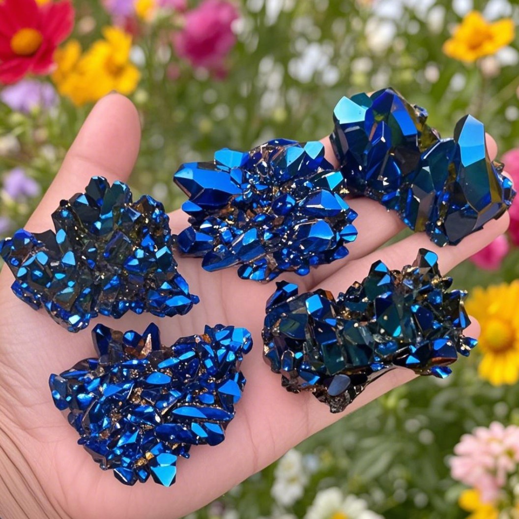 Raw Angel Aura Rainbow Quartz Crystal Titanium Cluster Healing Home Decor 90g