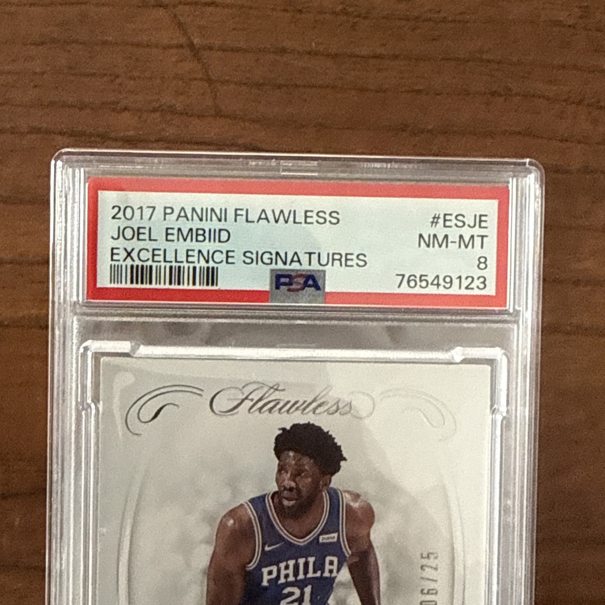 panini 76ers ジョエル・エンビード 直筆サインカード 世界5枚限定 2017-18 Panini Flawless Joel Embiid Silver Excellence Signatures