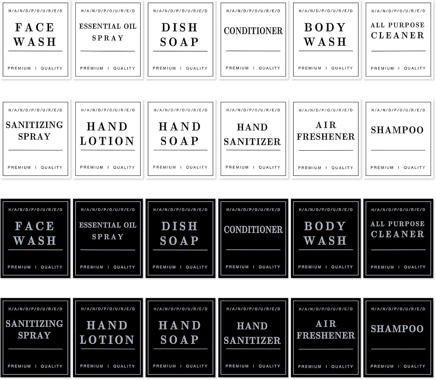 24 Pcs Waterproof Soap and Lotion Bottle Labels Reusable Bat