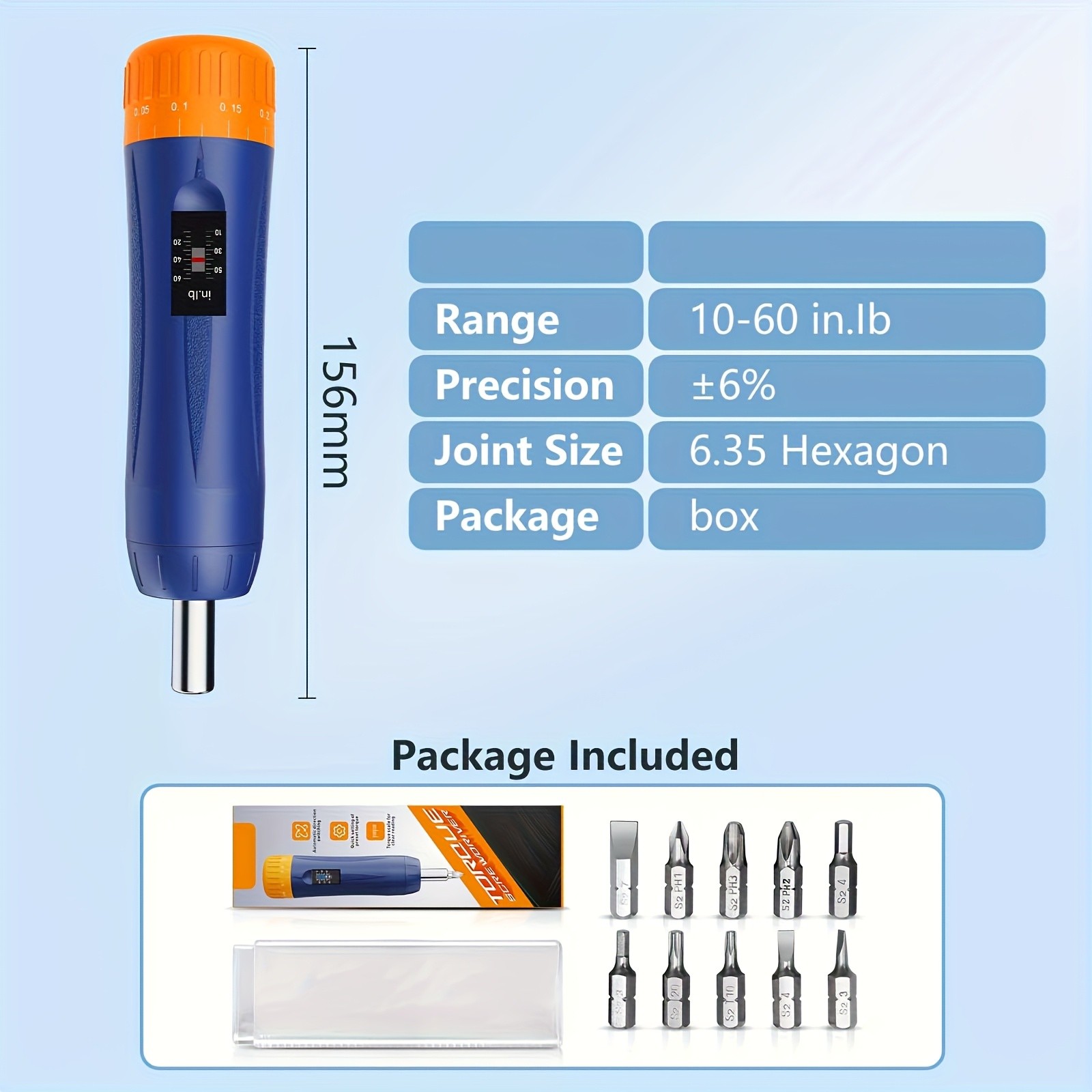 GOYOJO 1/4'' Drive Precision Portable Torque Wrench Tools Se
