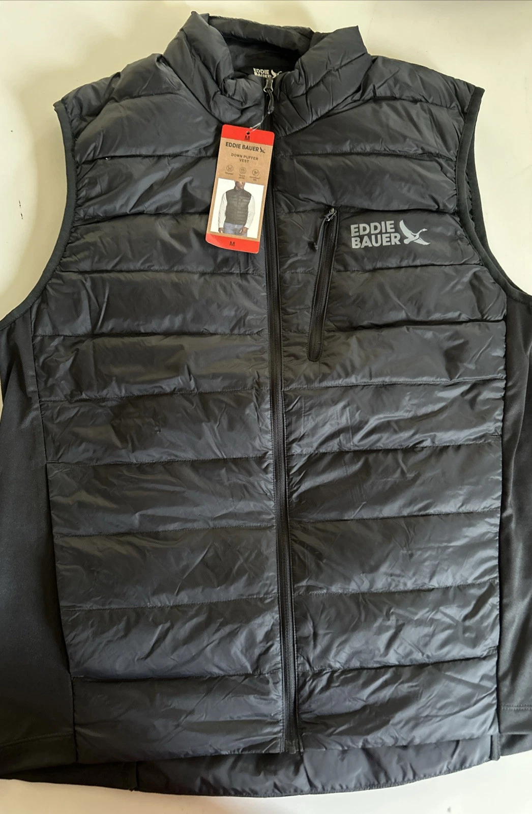 Eddie Bauer Men's Gray Down Puffer Vest Size M NWT
