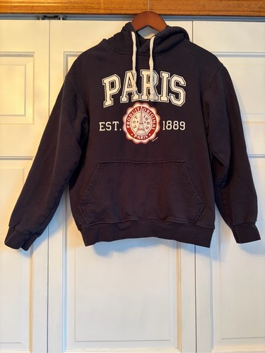 France Authentique Paris Pullover Hoodie Sweatshirt Sz M 100% Cotton Preshrunk
