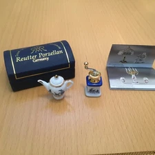 Reutter Porcelain Porzellan Mini Germany Miniature Coffee Grinder & Coffee Pot