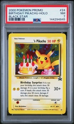 2000 POKEMON PROMO BLACK STAR #24 BIRTHDAY PIKACHU-HOLO BLACK STAR PSA 7 NM