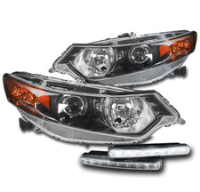 For 2009-2014 Acura Tsx Hid Model Black Projector Headlight Led Drl Lamp New