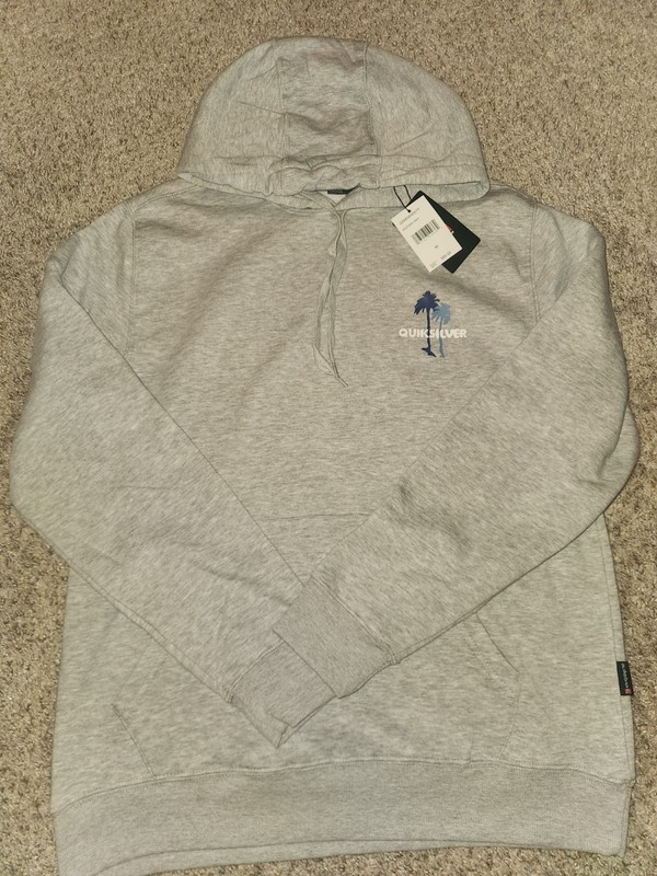 NWT Quiksilver Grey Hoodie - Blue Palm Trees - Medium