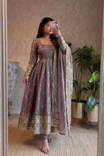 Gown Women Indian Anarkali Dress Ethnic Wear Long Wedding Party Embroidered