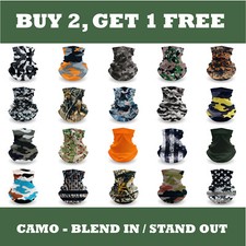 Neck Gaiter Bandana Face Mask Cooler UV Sun Protection Cooling Gator Shield Camo