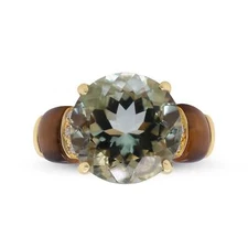 Gin and Grace Stella 14K Yellow Gold Round-Cut Green Brazilian Amethyst Ring 5