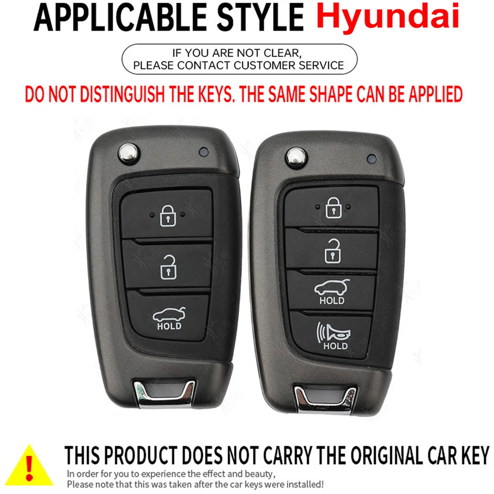 Funda para llavero remoto de cuero aleación de zinc para Hyundai Accent Kona Sonata i30 Foto 3 de 4